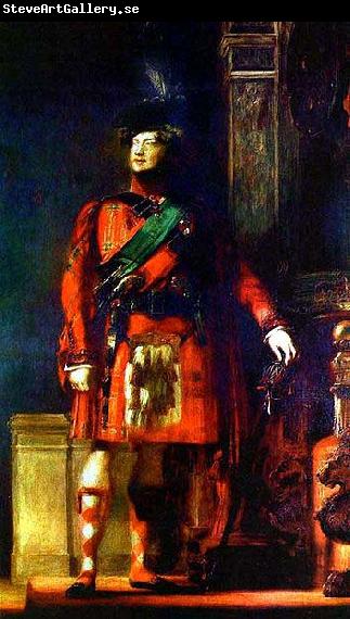Sir David Wilkie Sir David Wilkie flattering portrait of the kilted King George IV for the Visit of King George IV to Scotland, with lighting chosen to tone down the b